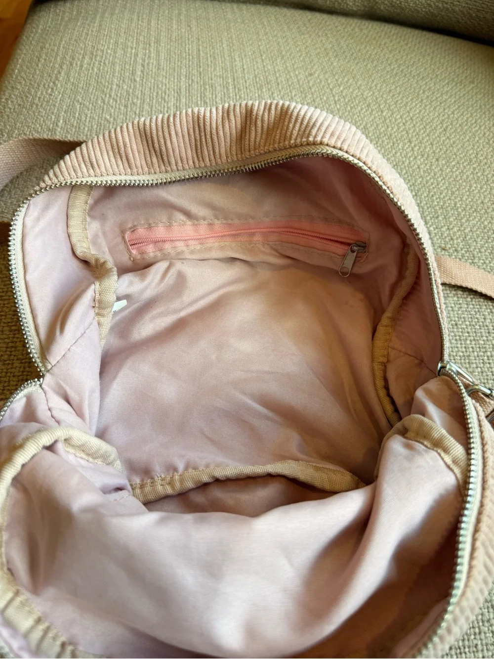 SHEIN Blush Pink Corduroy Mini Backpack